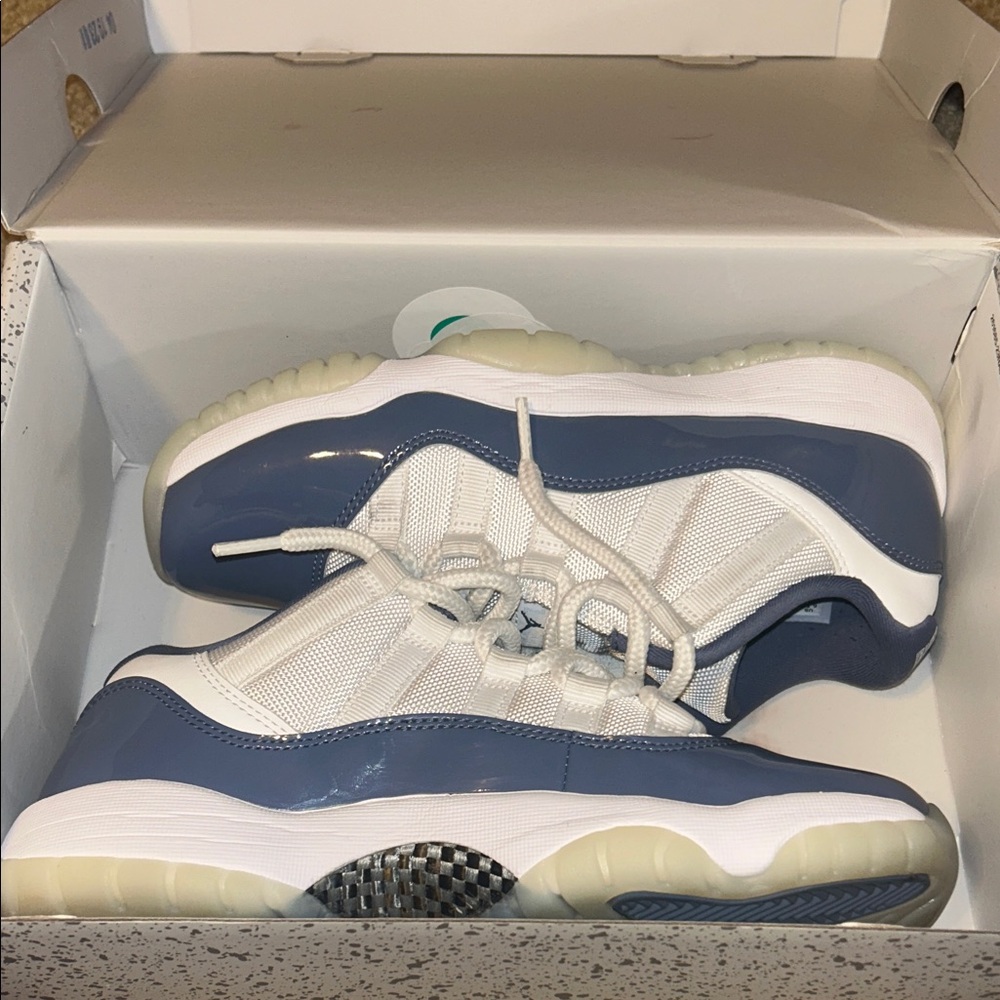 Air Jordan 11s Low Kids White and Gray Sneakers